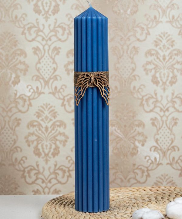 Lumanare Botez Canelata Albastra