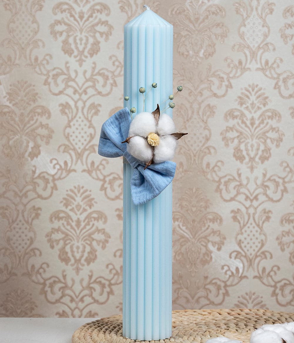 Lumanare Botez Canelata Bleu 1 Lumanare botez canelata bleu