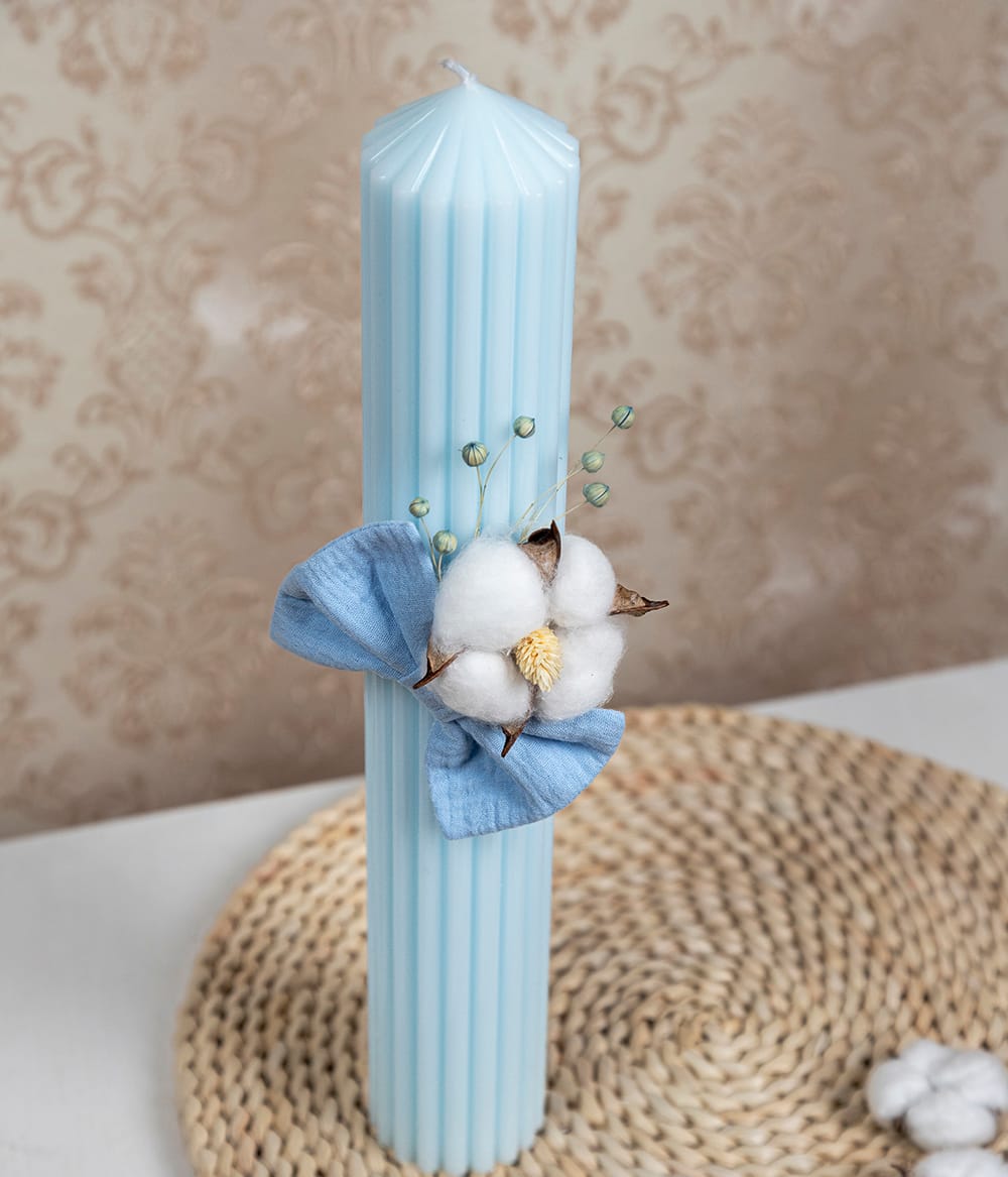 Lumanare Botez Canelata Bleu 2 Lumanare botez canelata bleu - imagine 2