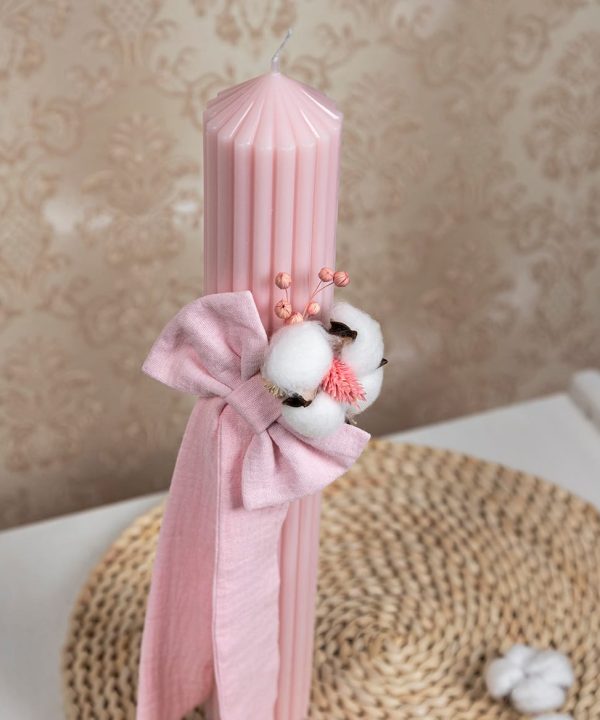 Lumanare Botez Canelata Roz
