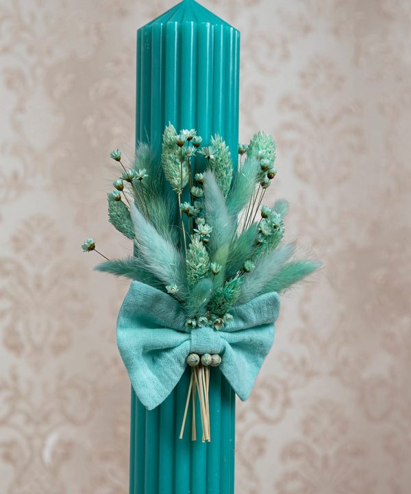 Lumanare Botez Canelata Turcoaz