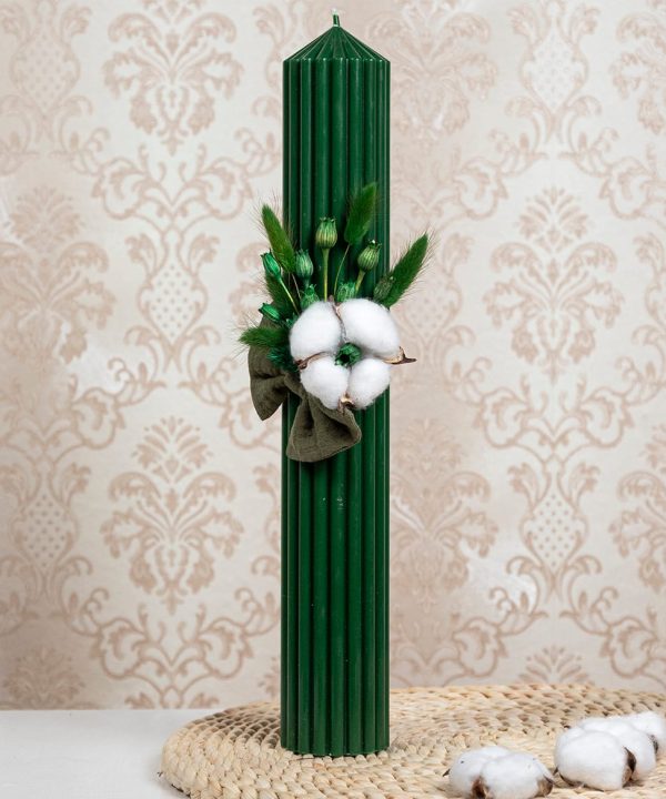 Lumanare botez canelata Verde Inchis (1)