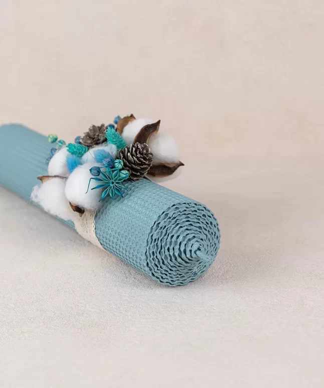 Lumanare botez fagure bleu