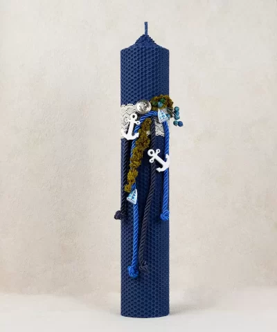 Lumanare botez bleumarin