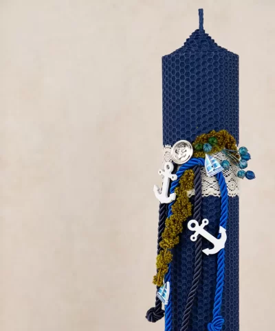 Lumanare botez fagure bleumarin