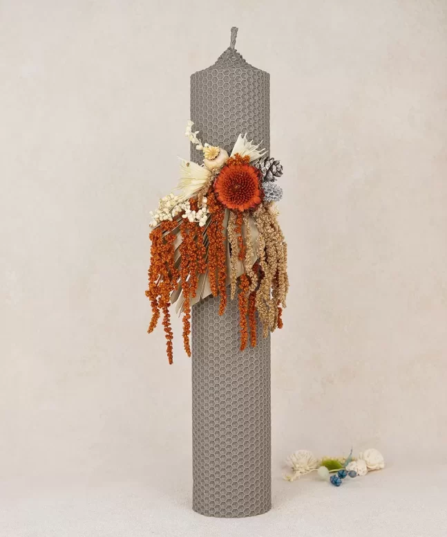 Lumanare botez fagure gri