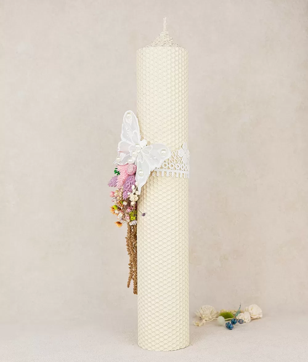 Lumanare botez fagure ivory