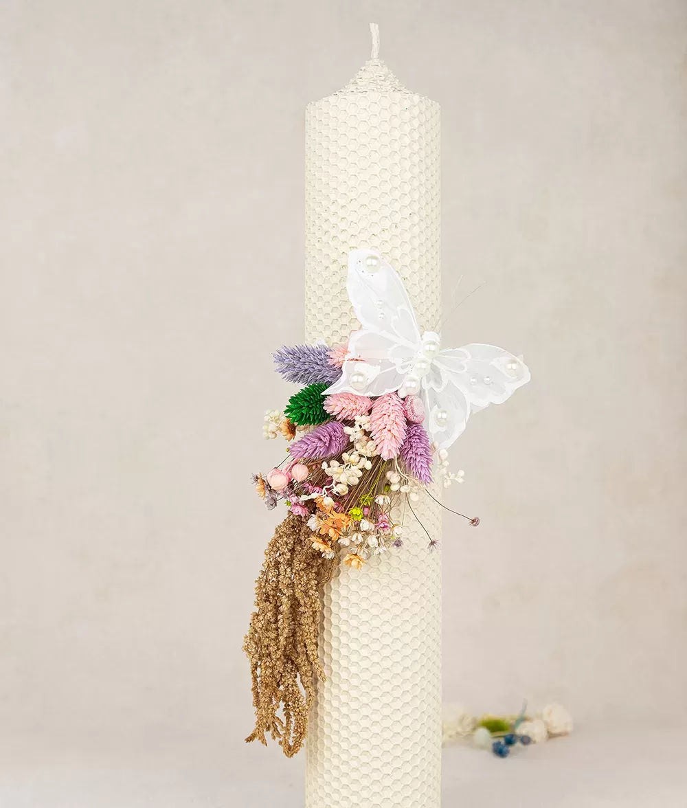 Lumanare botez fagure ivory