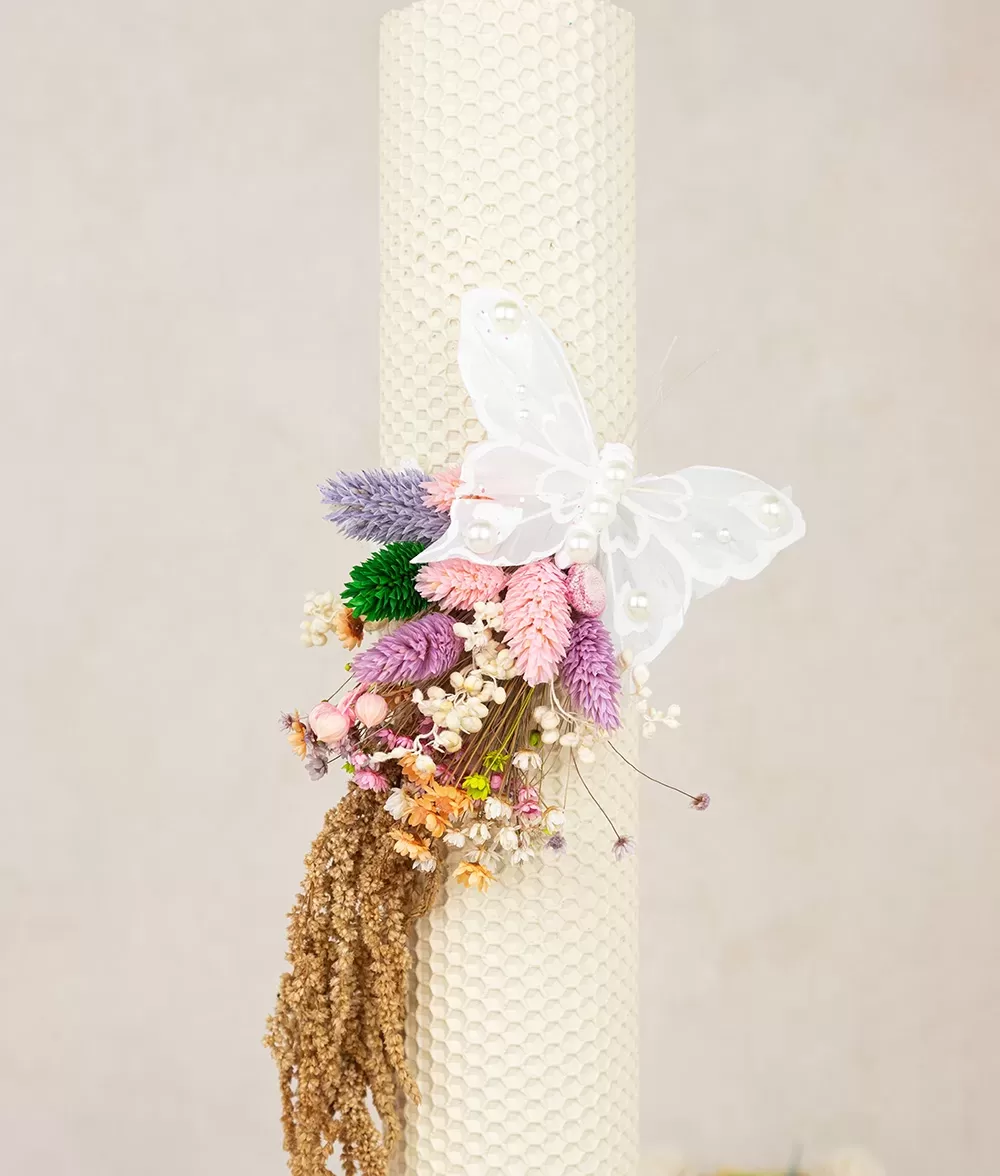 Lumanare botez fagure ivory