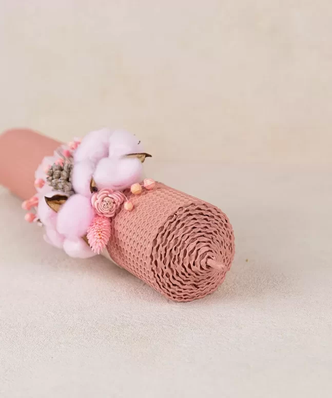 Lumanare botez fagure roz peach