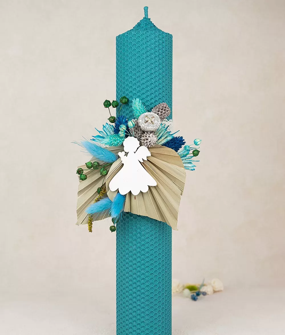 Lumanare botez turcoaz