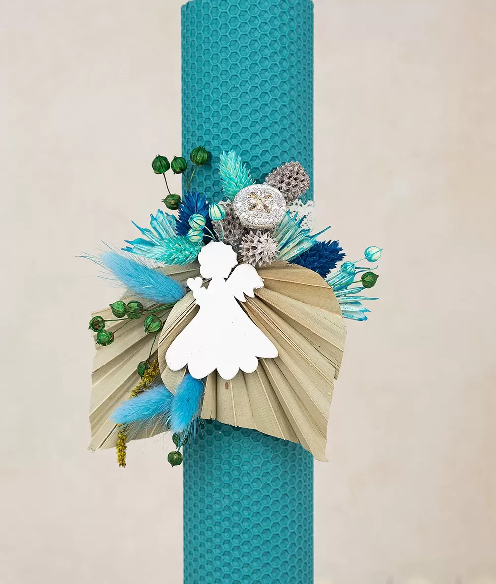 Lumanare botez fagure turcoaz