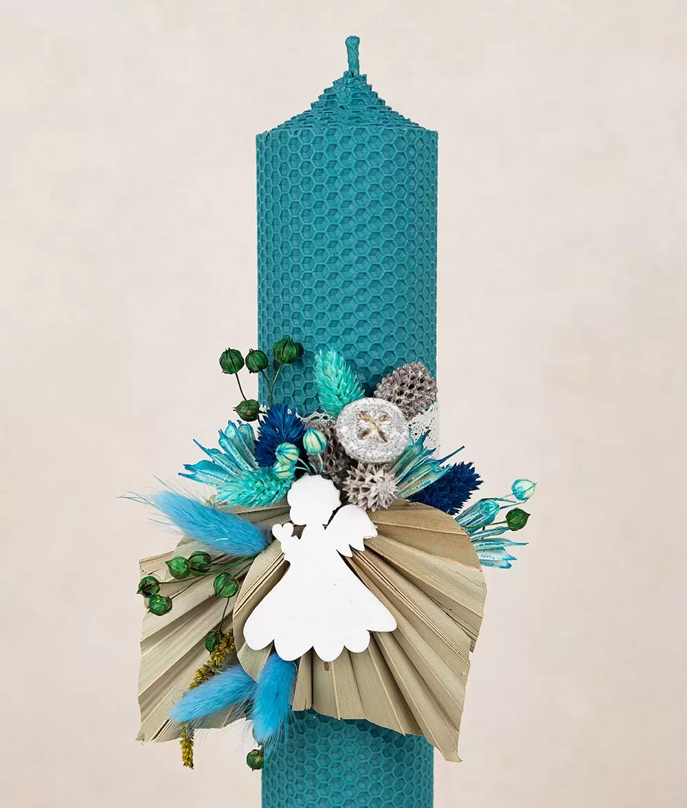 Lumanare botez fagure turcoaz