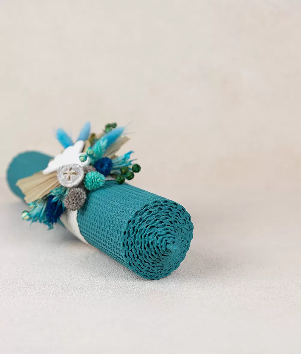 Lumanare botez fagure turcoaz