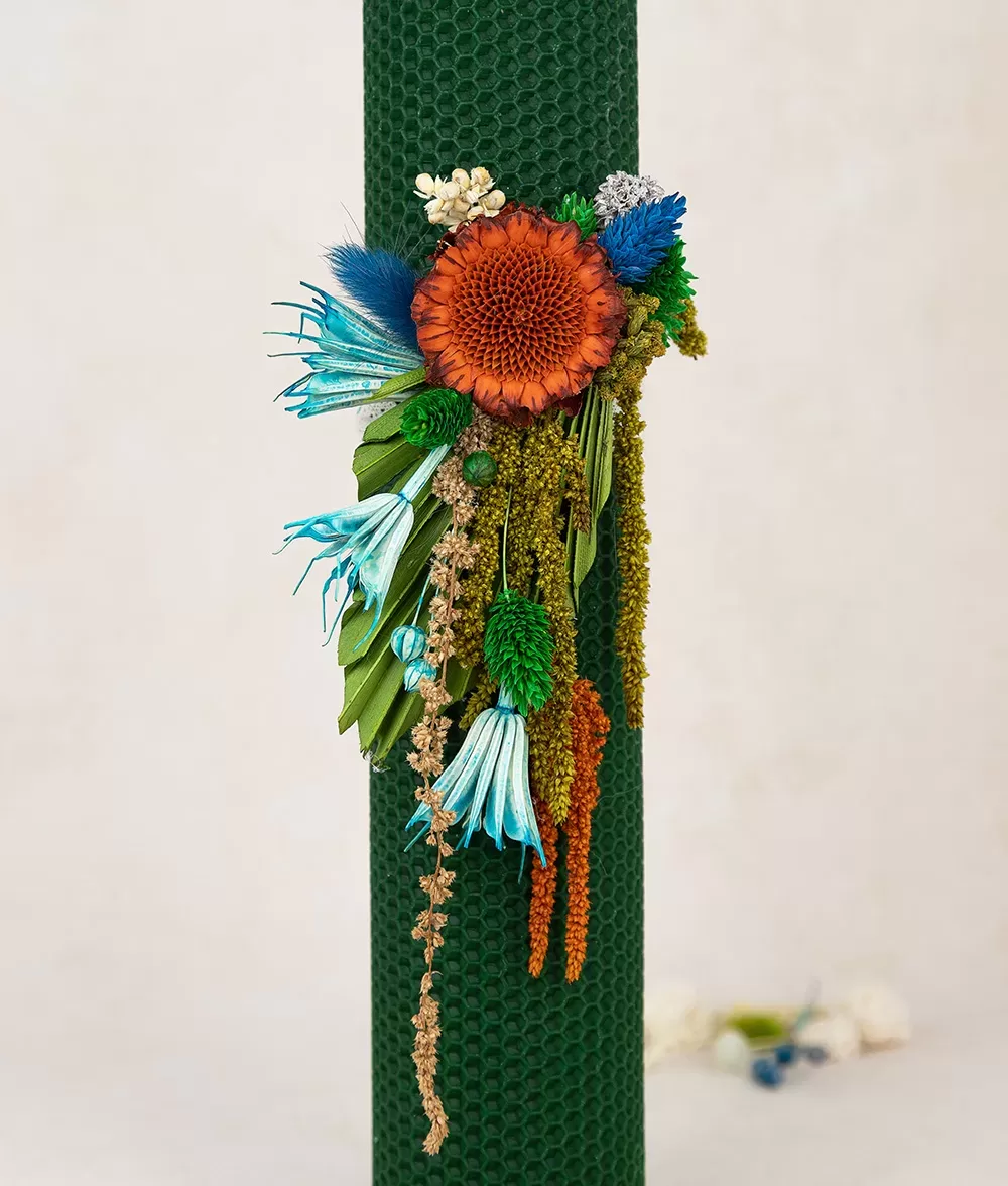 Lumanare botez fagure verde