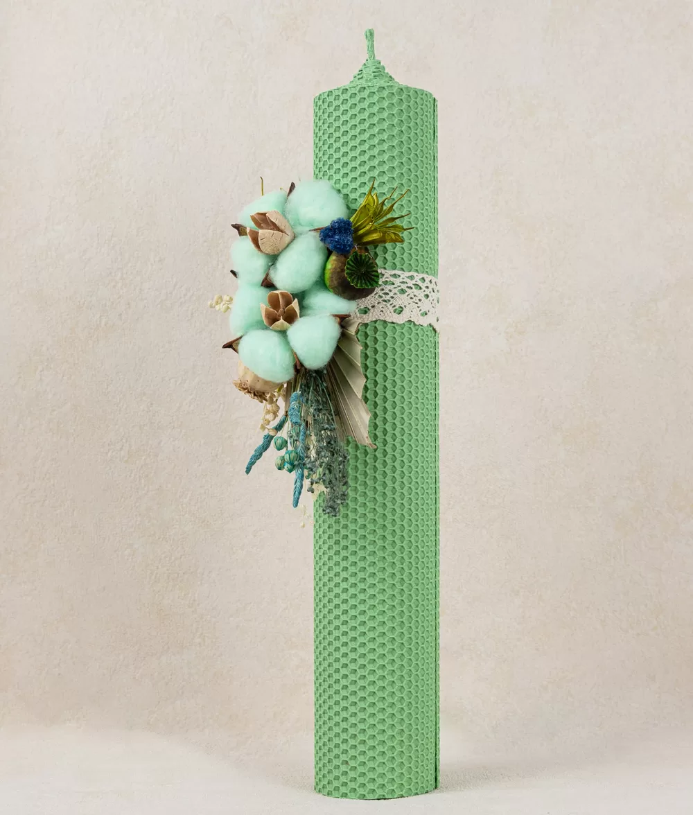 Lumanare botez ceara naturala verde