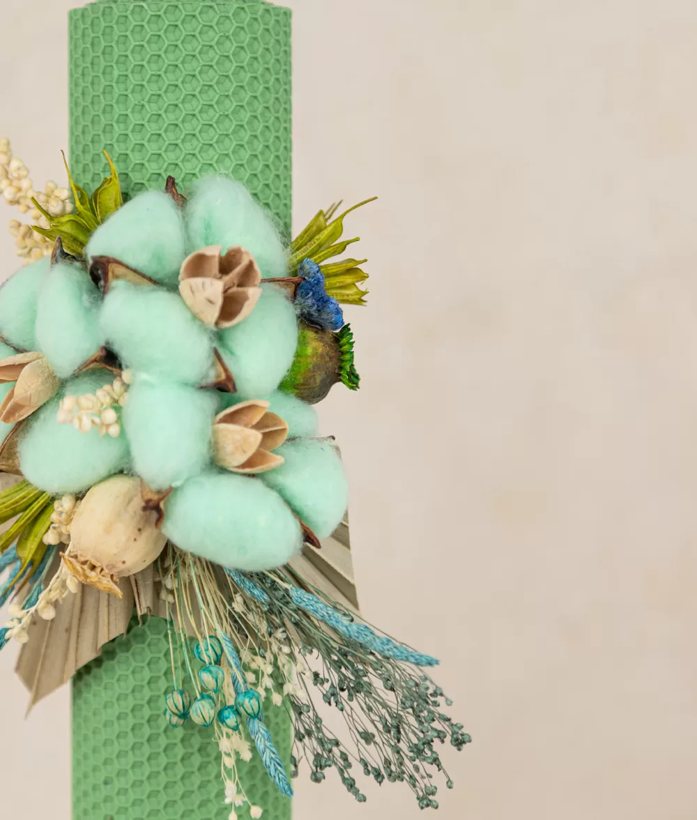 Lumanare botez fagure verde crud