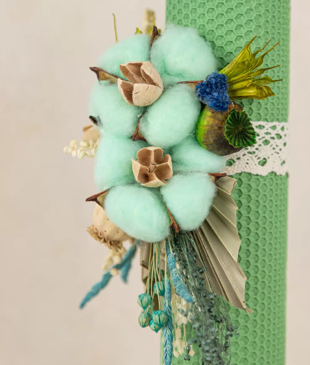 Lumanare botez fagure verde crud