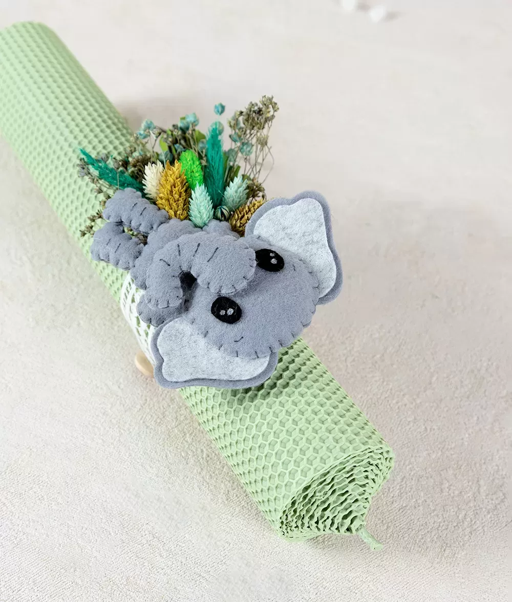 Lumanare botez verde elefant