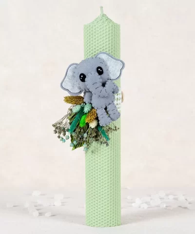 Lumanare botez verde Elefant