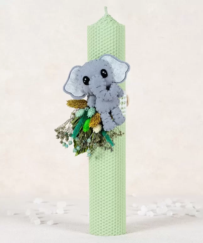 Lumanare botez verde Elefant