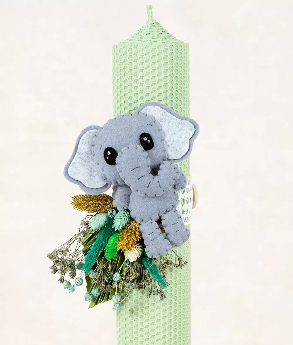 Lumanare botez verde elefant