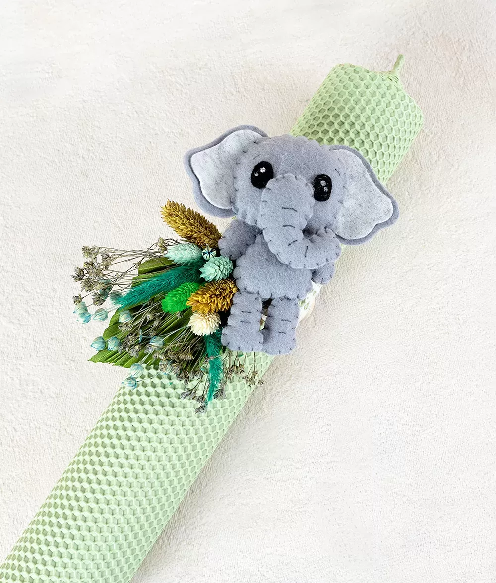 Lumanare botez verde elefant