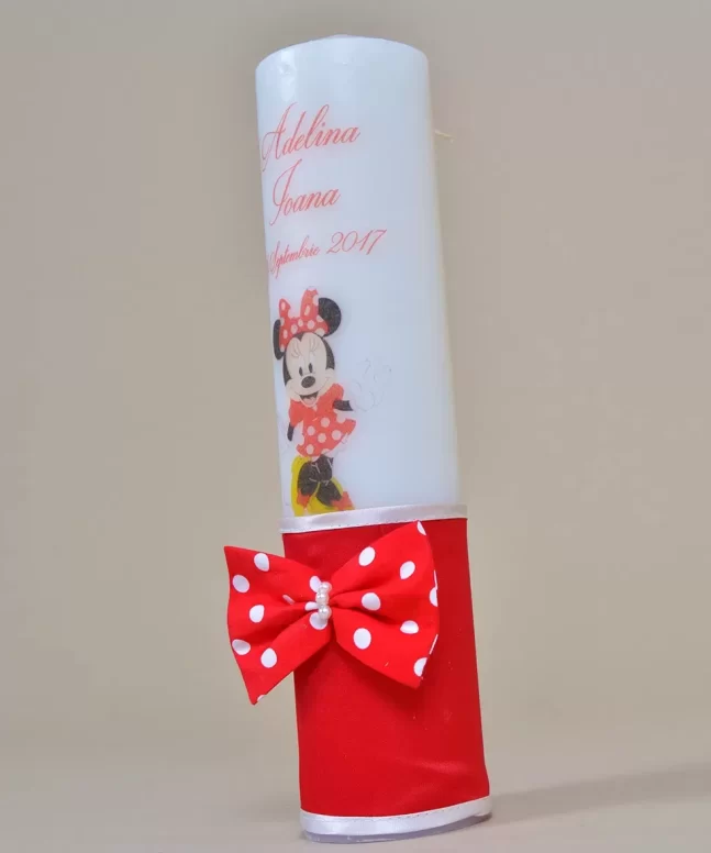 Lumanare de botez personalizata Minnie Mouse