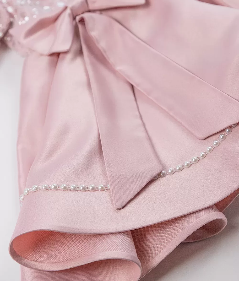 Rochita botez celeste maneca scurta