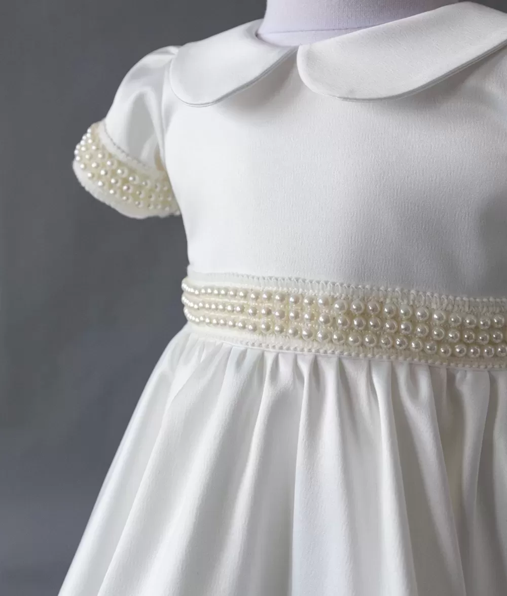 Rochita botez alba lorelai maneca scurta