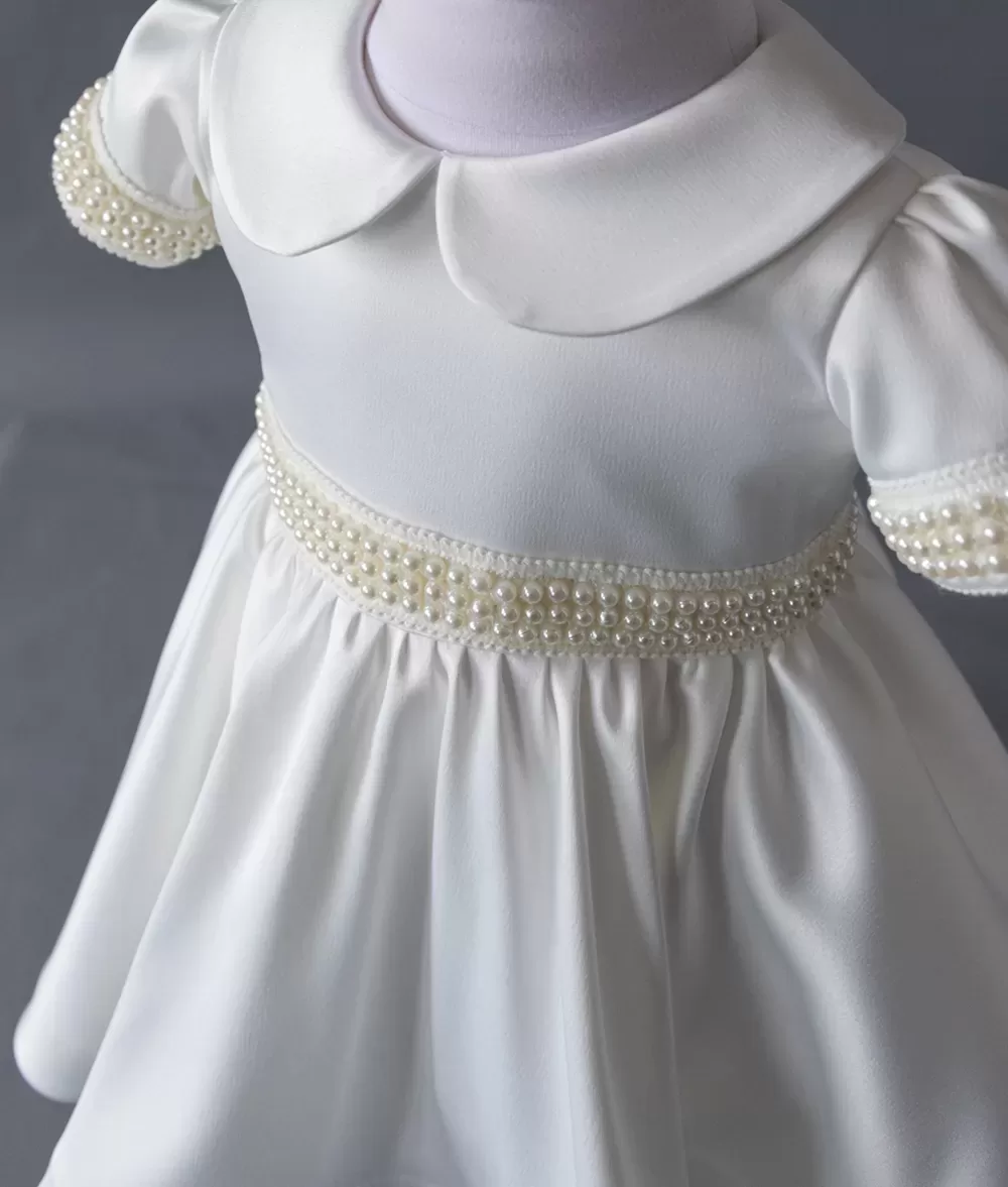 Rochita botez alba lorelai maneca scurta