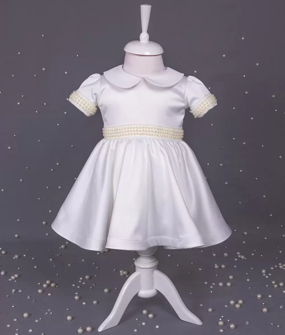 Rochita botez alba lorelai maneca scurta