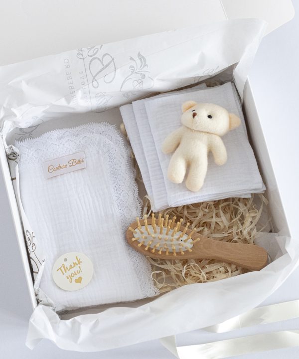Set cadou muselina 6 piese Alb