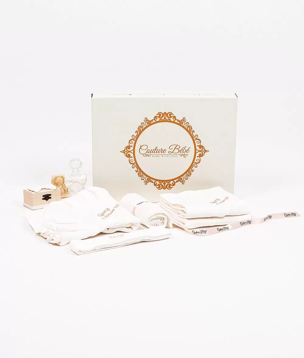 Trusou botez muselina alb personalizat