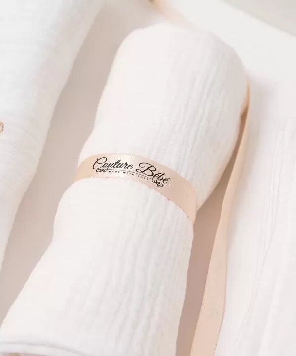 Trusou botez muselina alb personalizat