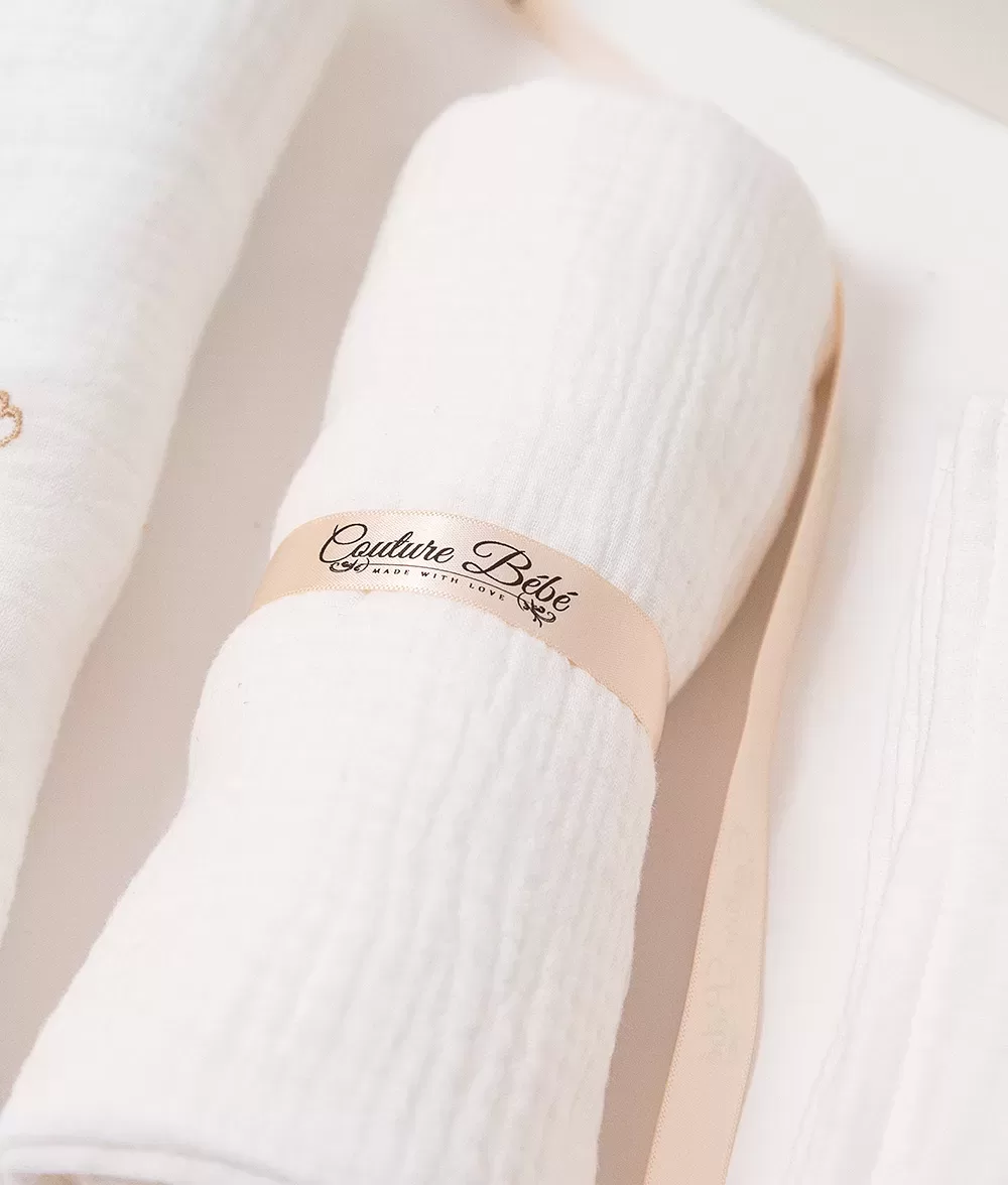 Trusou botez muselina alb personalizat