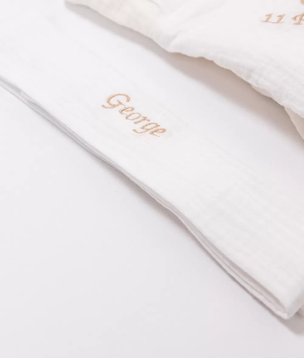 Trusou botez muselina alb personalizat