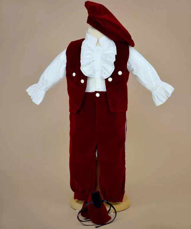 Costum botez catifea visiniu