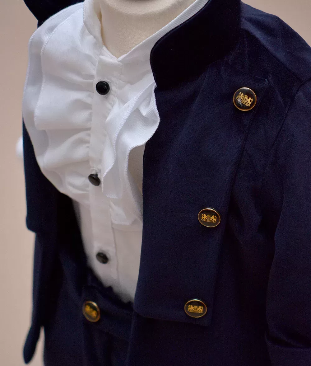 Costumas botez bleumarin alb