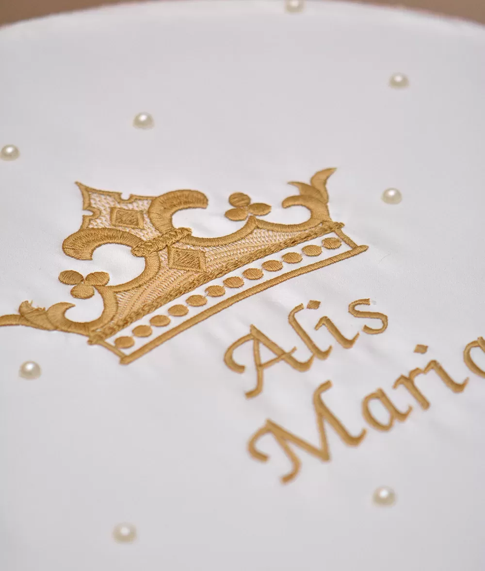 Cutie trusou botez personalizata coroana broderie