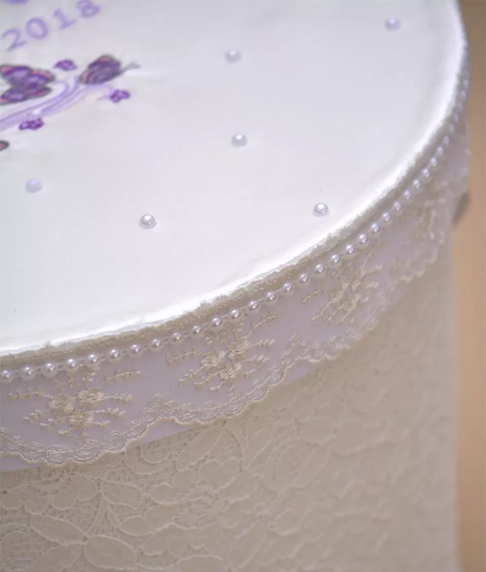 Cutie trusou botez dantela perle