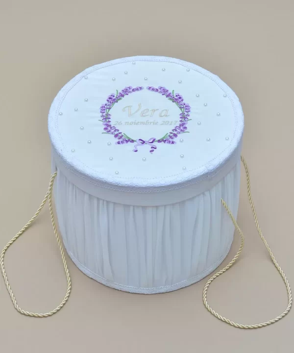 Cutie trusou biserica personalizata Lavanda Couture Bebe