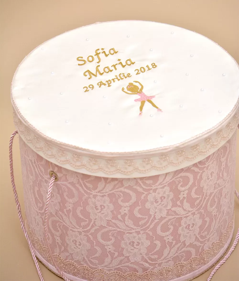 Cutie trusou botez roz micuta balerina