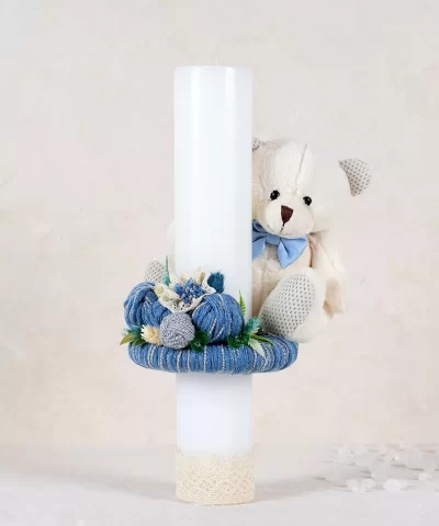 Lumanare botez alba Ursulet