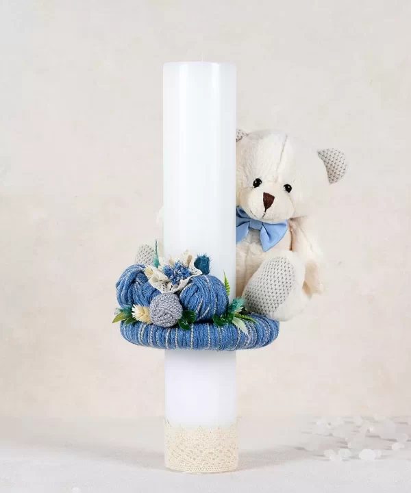 Lumanare botez alba Ursulet