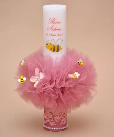 lumanare de botez personalizata albinuta