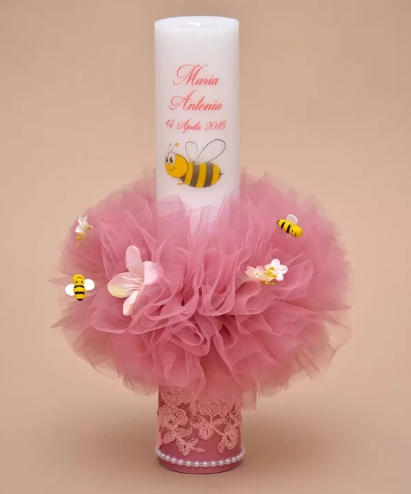 lumanare de botez personalizata albinuta