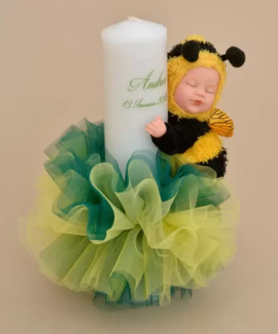 Lumanare de botez personalizata Albinuta Anne Geddes