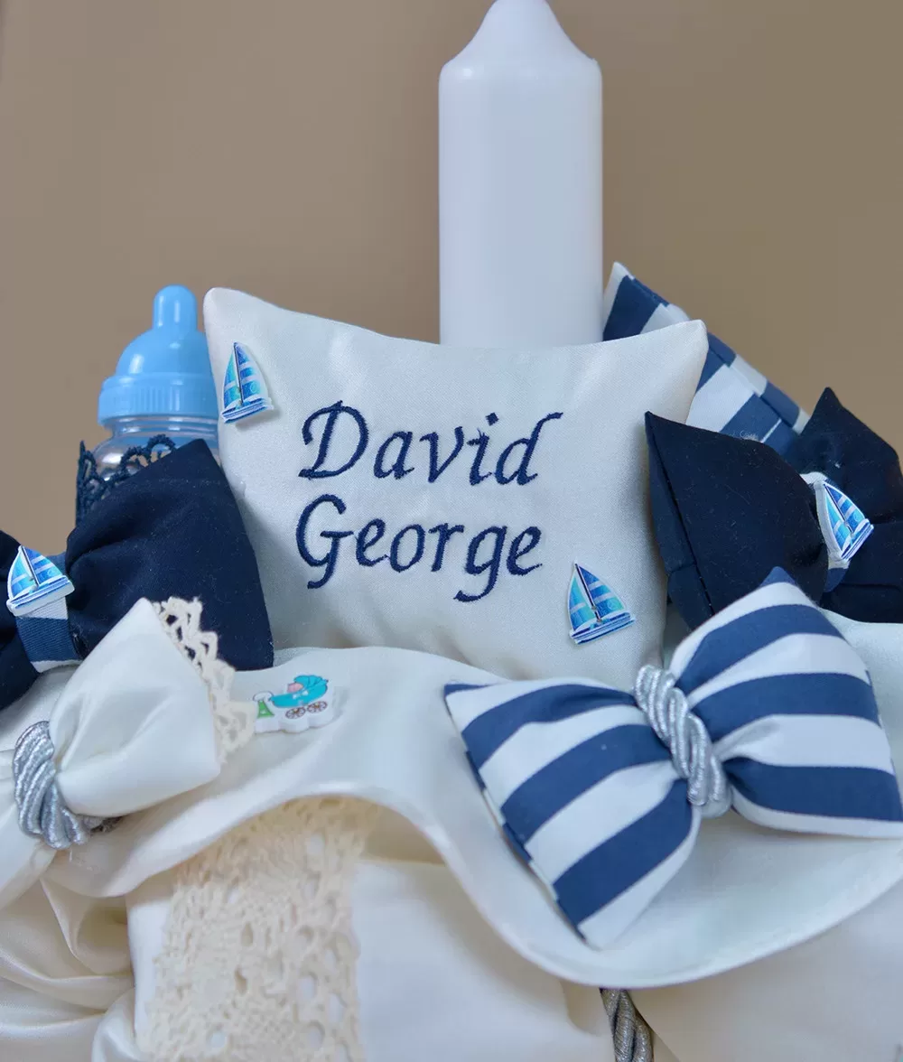 Lumanare de botez personalizata marinar david patru