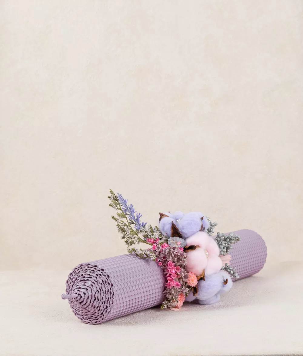 Lumanare botez fagure mov lila